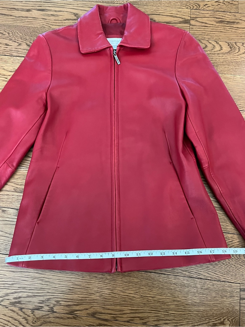 Liz Claiborne Red Leather Jacket Womens Small Petite - Picture 11 of 11